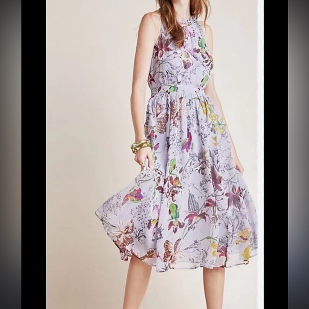 Anthropologie Floral Print Midi Dress